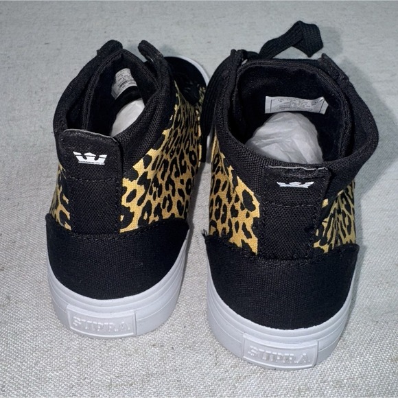 Supra Stacks Mid Black Cheetah Animal Canvas Shoes Men\'s‎ 9 Skate Skateboarding